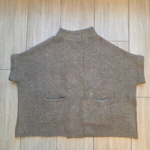 Anthropologie Open Front Mock Neck Cardigan Womens One Size Brown Oversized Wool